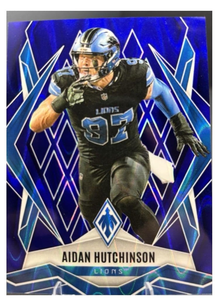 2025 Panini Phoenix Base Set Aidan Hutchinson Blue Seismic #21 card