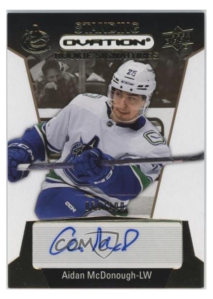 2023-24 Upper Deck Ovation Standing Ovation Rookie Signatures Aidan McDonough #SORS-AM card