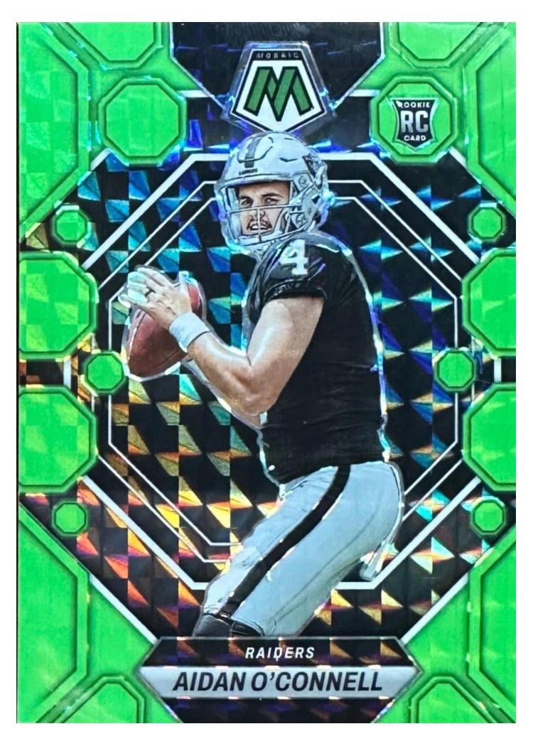 2023 Panini Mosaic Base Set Aidan O'Connell Green Fluorescent #281 card