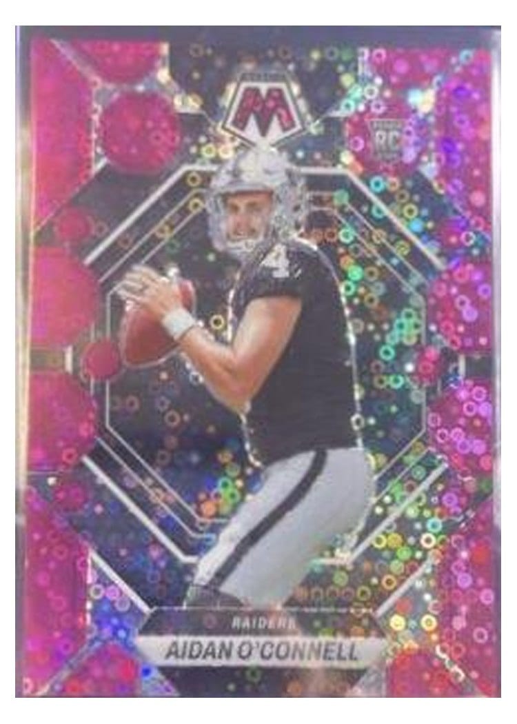 2023 Panini Mosaic Base Set Aidan O'Connell No Huddle Pink #281 card