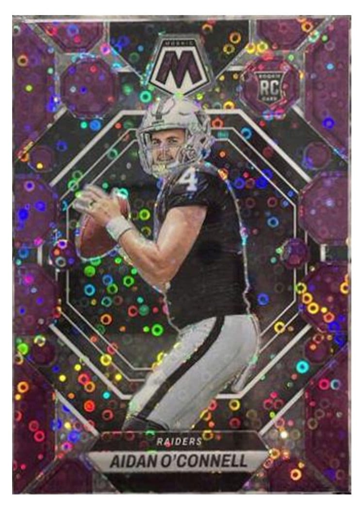 2023 Panini Mosaic Base Set Aidan O'Connell No Huddle Purple #281 card