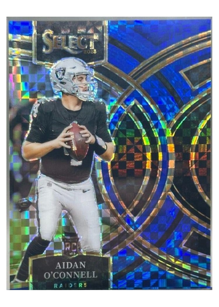 2023 Panini Select Base Set Aidan O'Connell Blue Prizm #163 card