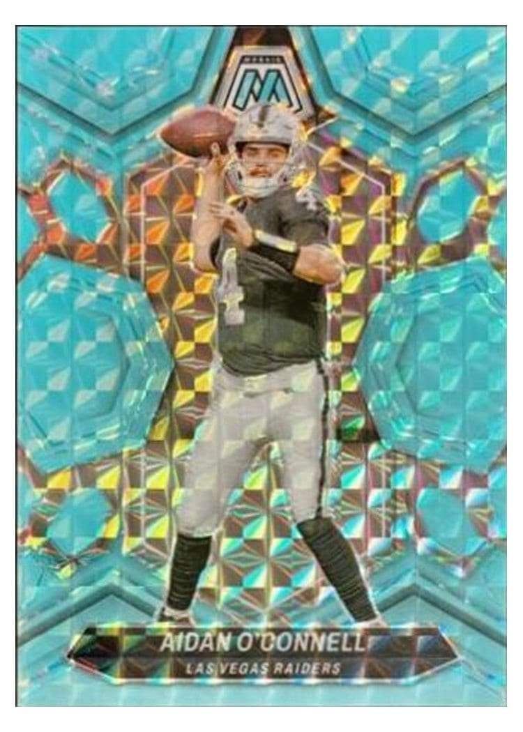 2024 Panini Mosaic Base Set Aidan O'Connell Blue Fluorescent #113 card