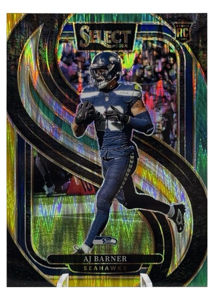 2024 Panini Select Base Set AJ Barner Green Yellow Prizm Shock #103 card