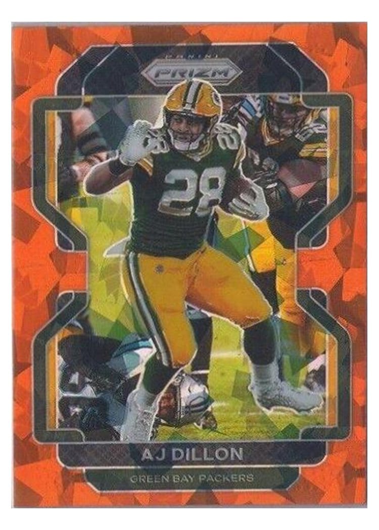 2021 Panini Prizm Base Set AJ Dillon Orange Ice Prizm #140 card