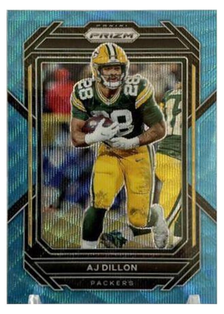 2022 Panini Prizm Base Set AJ Dillon Blue Wave #105 card