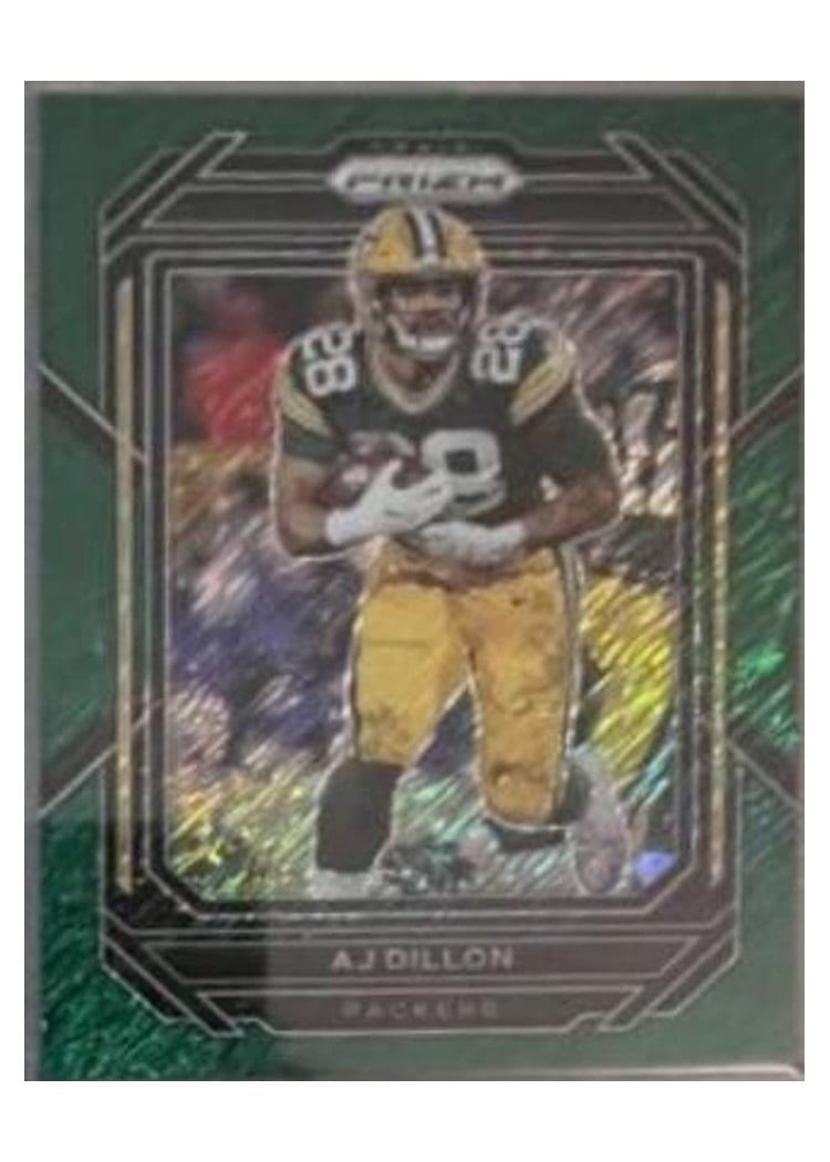 2022 Panini Prizm Base Set AJ Dillon Green Shimmer #105 card
