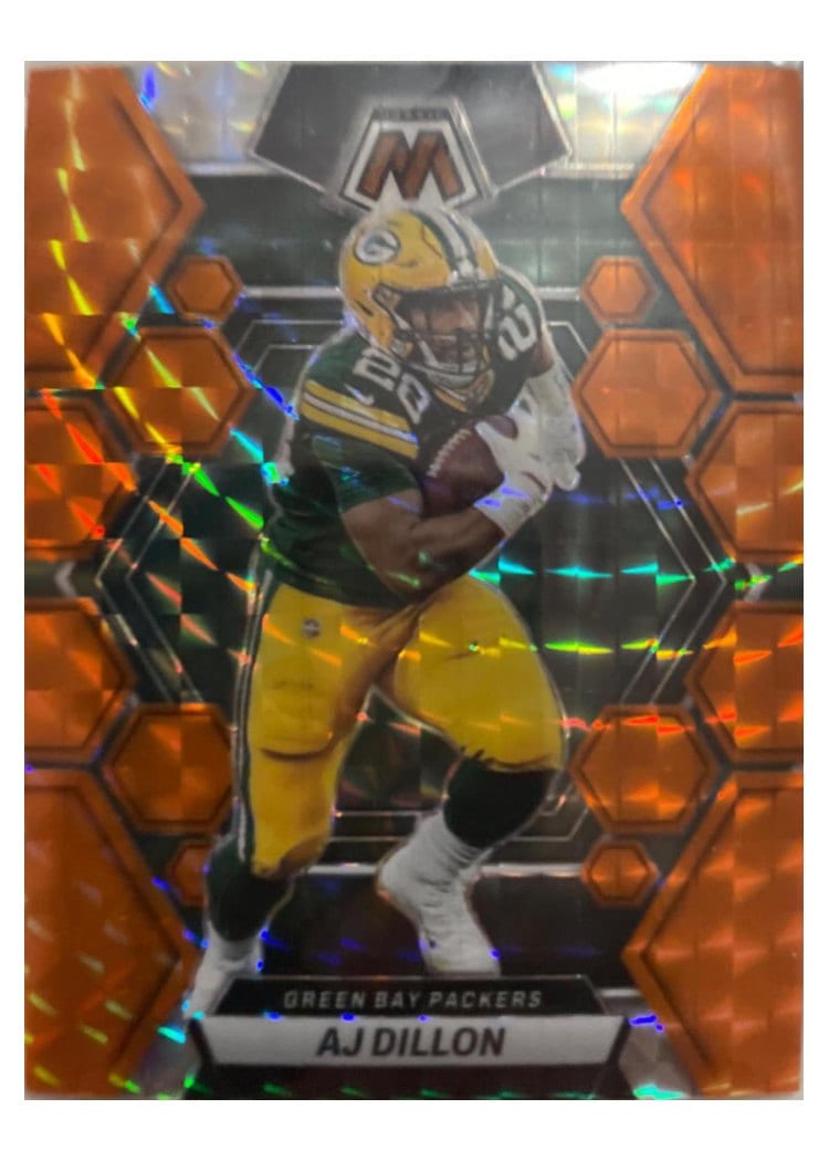 2023 Panini Mosaic Base Set AJ Dillon Orange #84 card