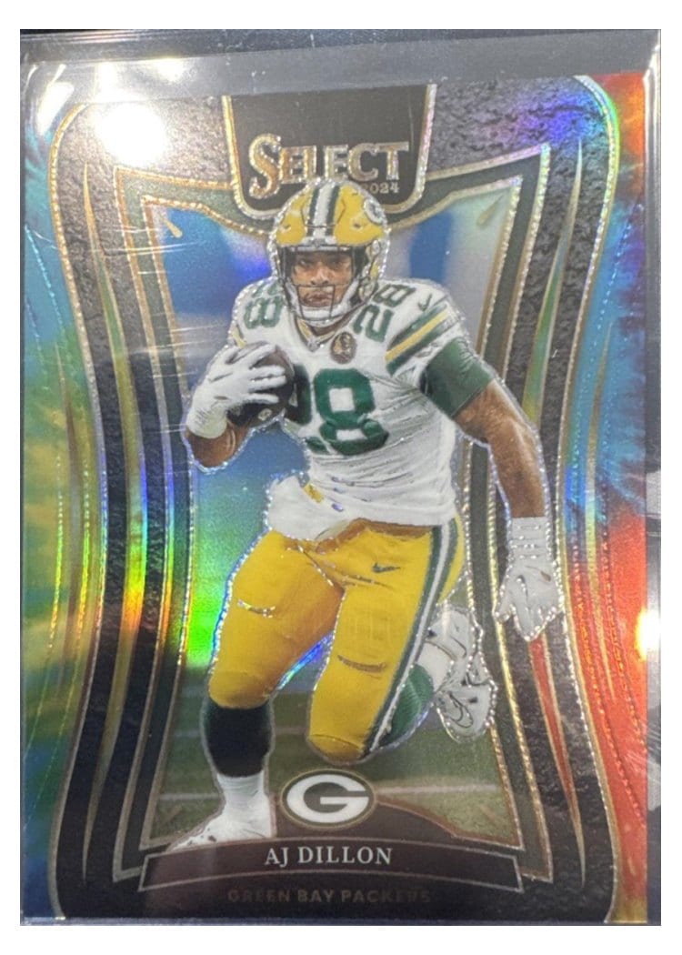 2024 Panini Select Base Set AJ Dillon Tie-Dye Prizm #302 card
