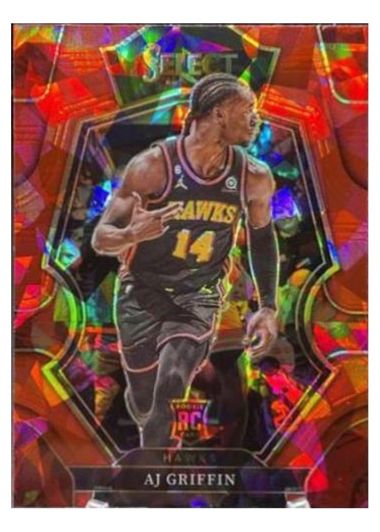 2022-23 Panini Select Base Set AJ Griffin Red Cracked Ice Prizm #198 card