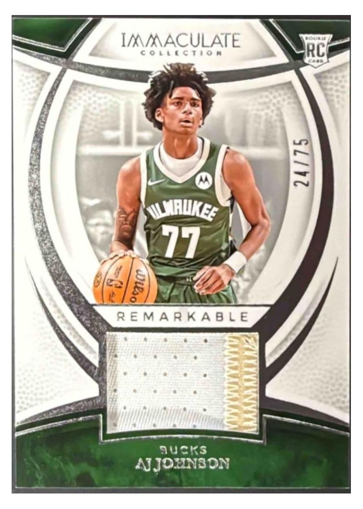2024-25 Panini Immaculate Collection Remarkable Rookie Jerseys Set AJ Johnson #20