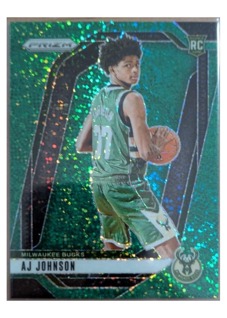 2024-25 Panini Prizm Base Set AJ Johnson Green Sparkle #251 card