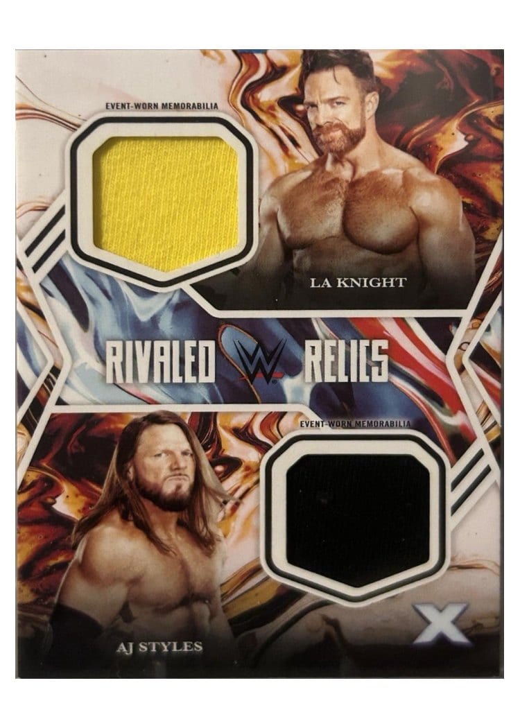 2025 Topps Exalted WWE Wrestling Rivaled Relics AJ Styles/LA Knight #RR-KS card