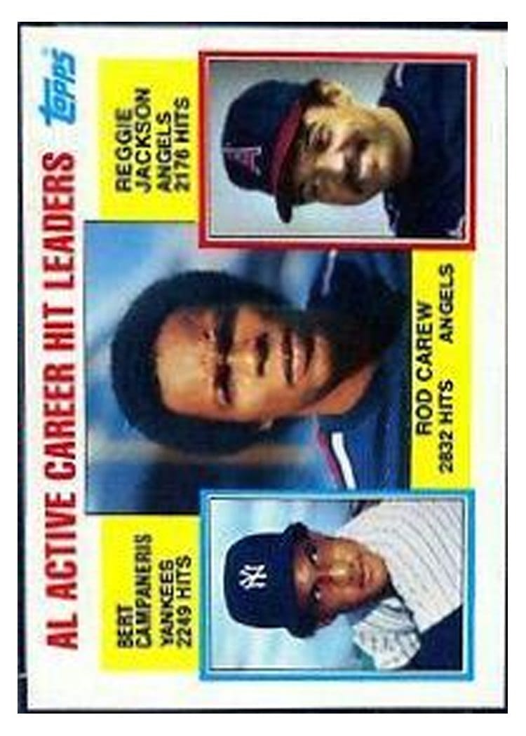 1984 Topps AL Active Career Hit Leaders (Rod Carew / Bert Campaneris / Reggie Jackson #711 card