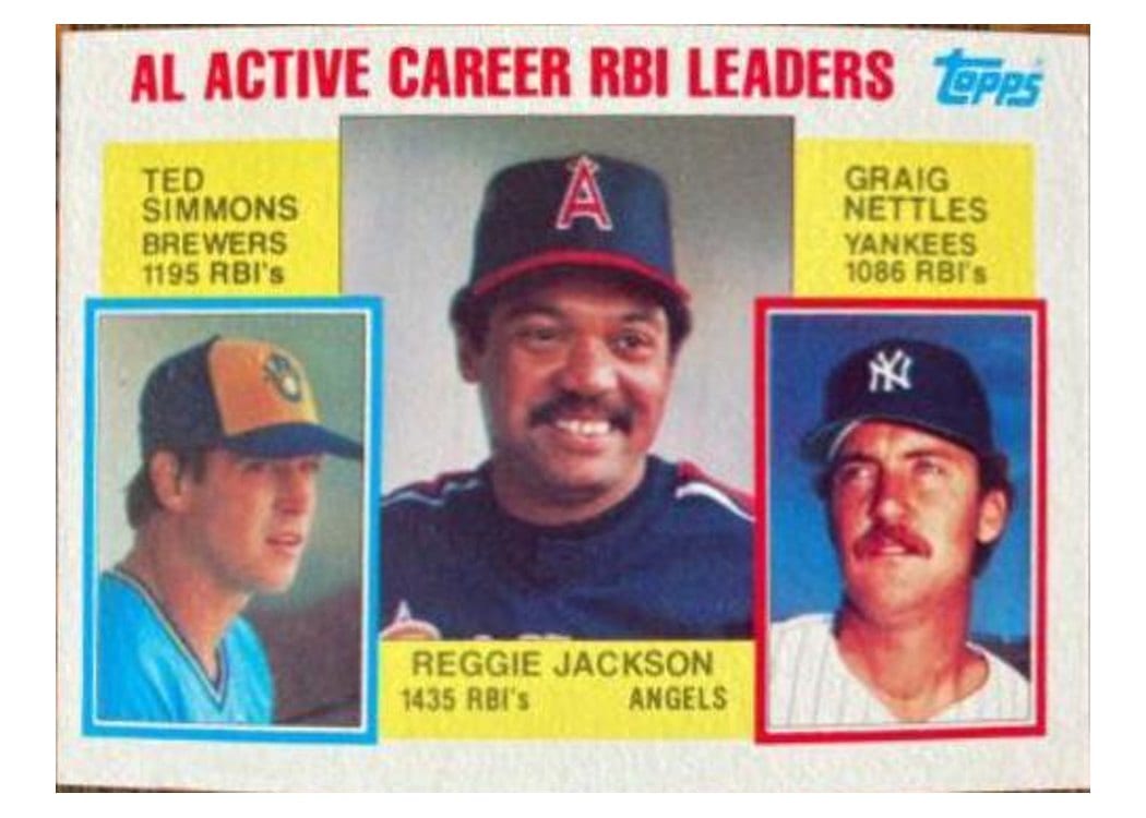 1984 Topps AL Active Career RBI Leaders (Reggie Jackson / Ted Simmons / Graig Nettles #713 card