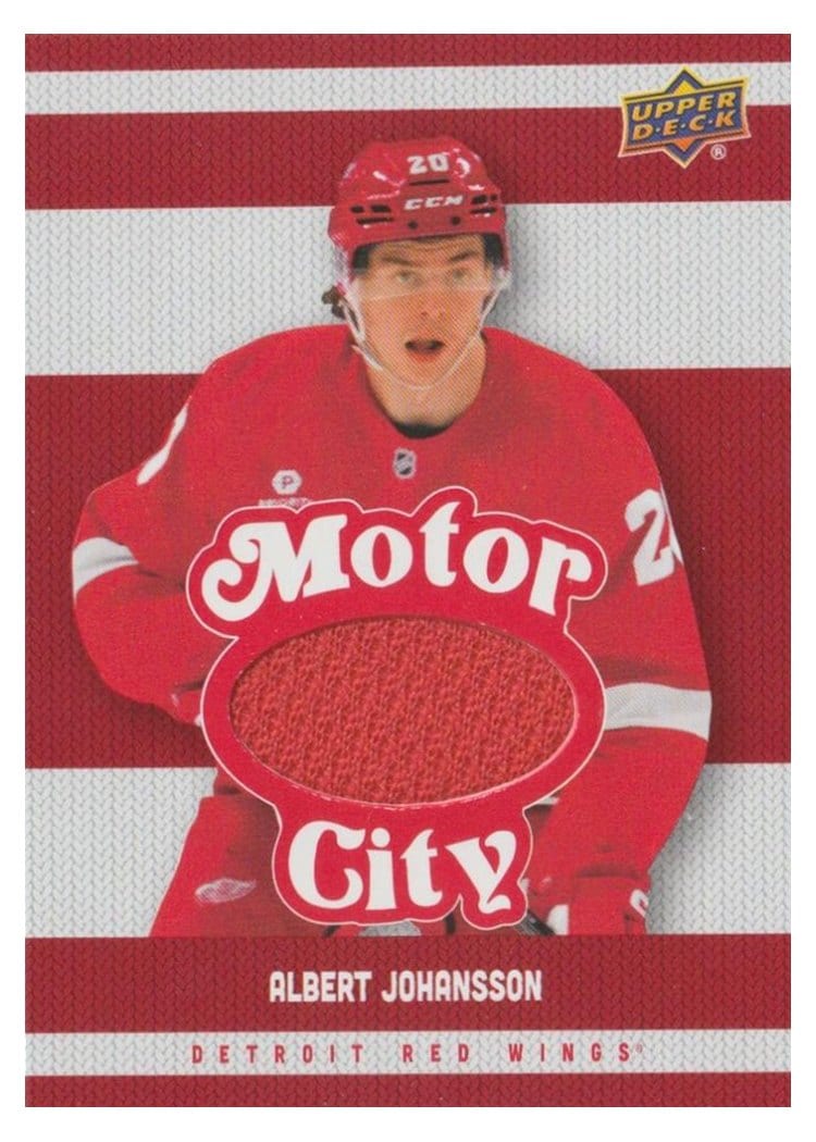 2025-26 Upper Deck Detroit Red Wings Centennial Motor City Materials Albert Johansson #MCM-AJ card