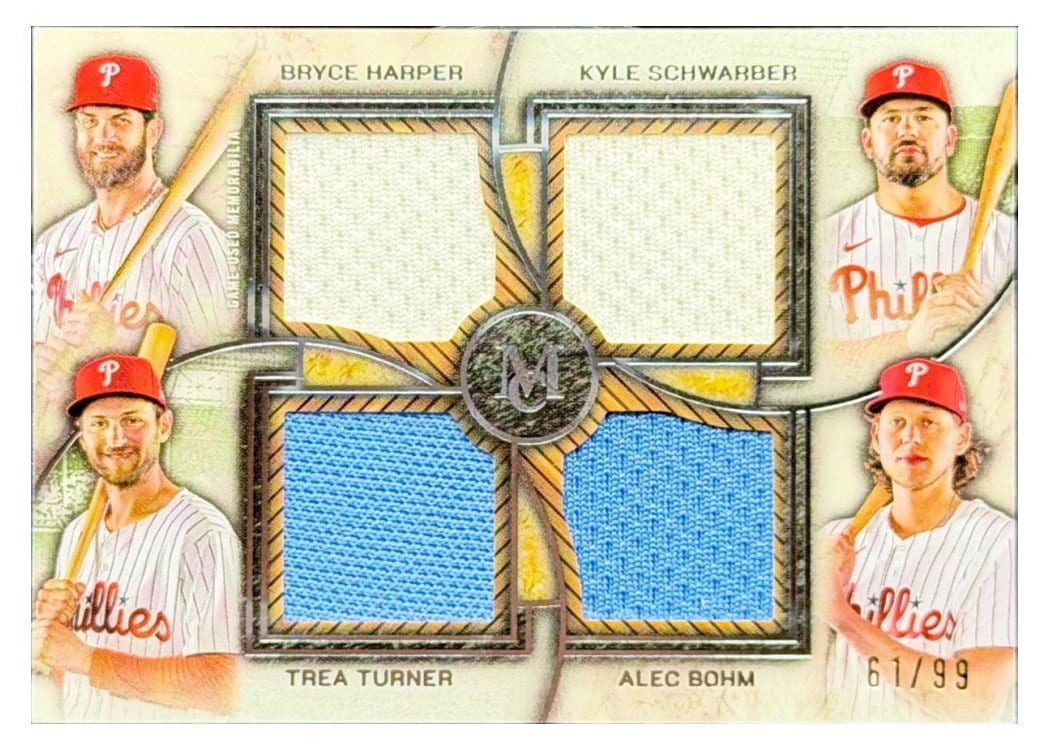 2025 Topps Museum Collection Four Player Primary Pieces Quad Relics Alec Bohm #FPQR-HSTB card