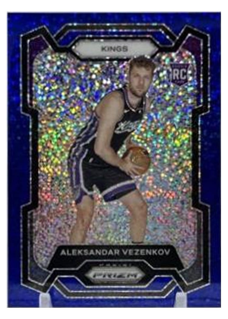 2023-24 Panini Prizm Base Set Aleksandar Vezenkov Blue Sparkle #281 card