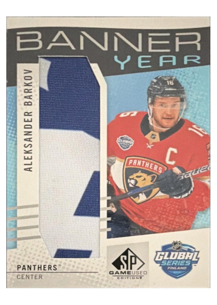 2025-26 SP Game Used 2024 Global Series Stars vs. Panthers Banner Year Relics Aleksander Barkov #BTGSF-AB card
