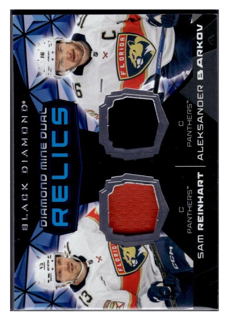 2025-26 Upper Deck Black Diamond Diamond Mine Dual Relics Aleksander Barkov/Sam Reinhart #DMDR-RB card