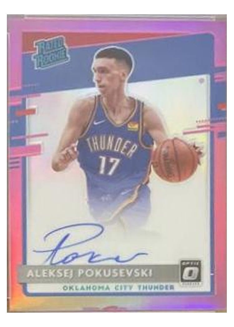 2020-21 Donruss Optic Base Set Aleksej Pokusevski Autograph Pink #167 card
