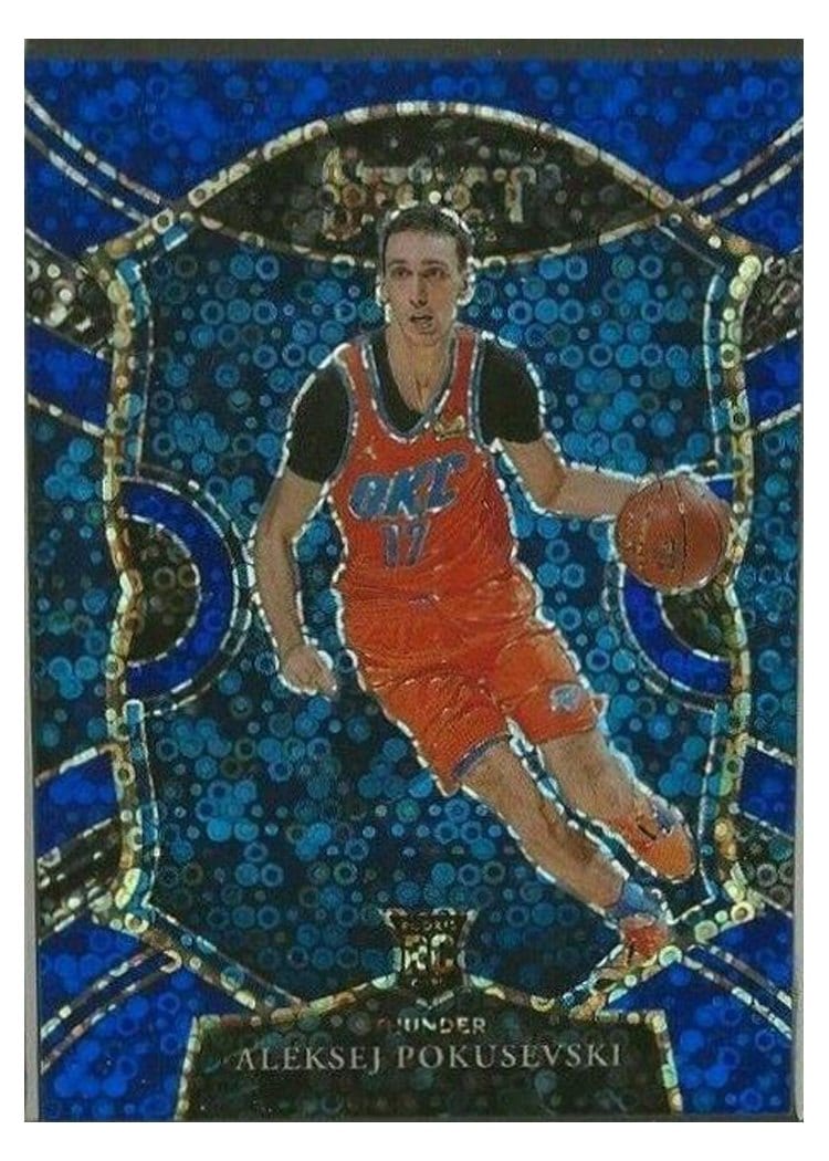 2020-21 Panini Select Base Set Aleksej Pokusevski Blue Disco Prizm #77 card
