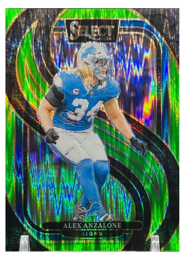 2024 Panini Select Base Set Alex Anzalone Neon Green Prizm Shock #104 card