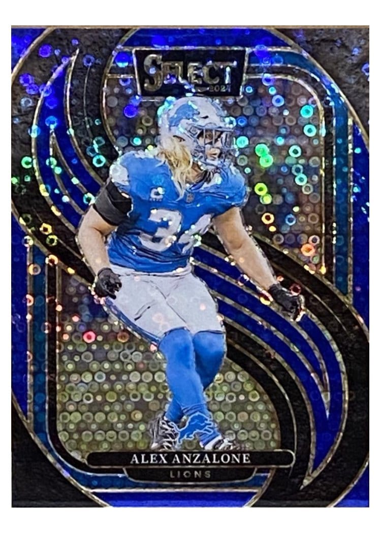 2024 Panini Select Base Set Alex Anzalone Blue Disco Prizm #104 card