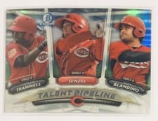 2018 Bowman Talent Pipeline Chrome Alex Blandino, Nick Senzel, Taylor Trammell #CIN card