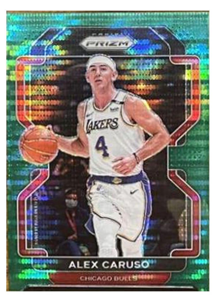 2021-22 Panini Prizm Base Set Alex Caruso Green Pulsar Prizm #83 card