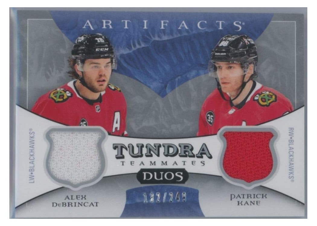 2022-23 Upper Deck Artifacts Tundra Teammates Duos Premium Parallel Alex DeBrincat/Patrick Kane #T2-CHI card