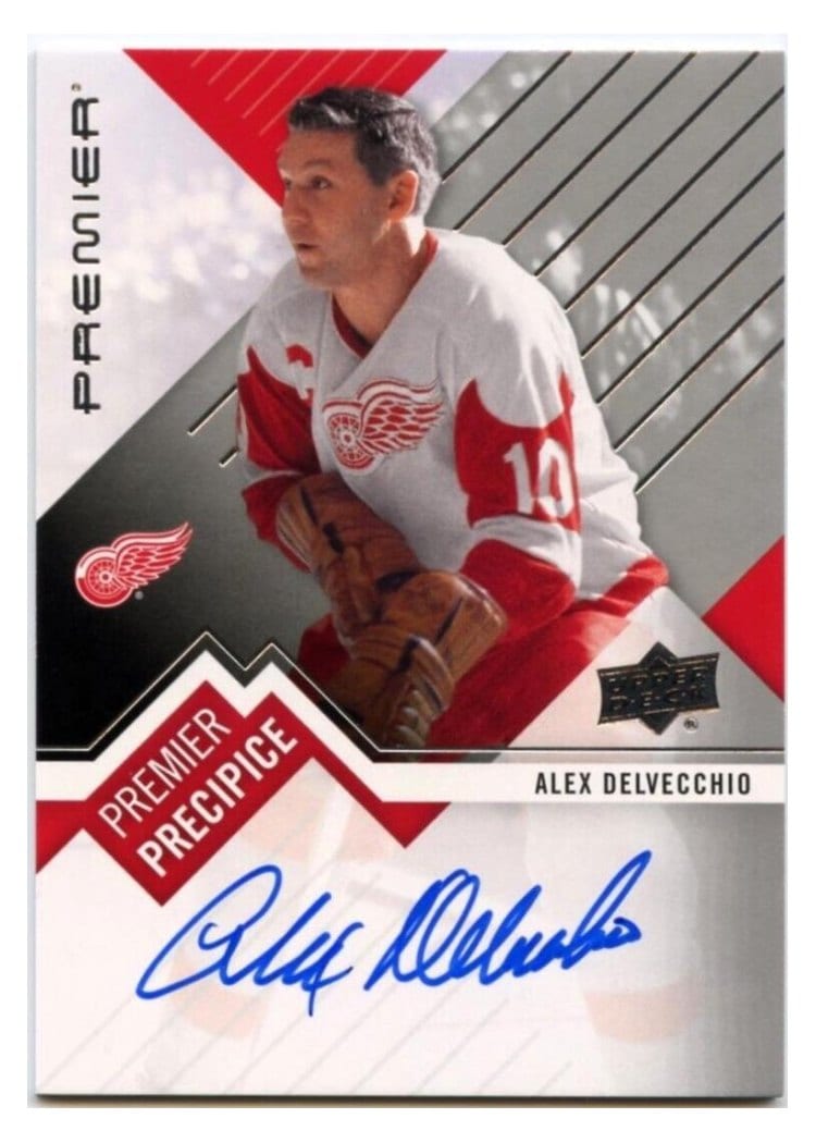 2023-24 Upper Deck Premier Premier Precipice Legends Autograph Alex Delvecchio #PPL-AD card