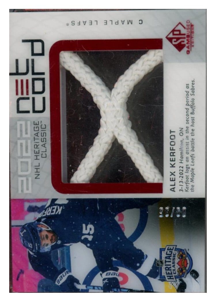 2022-23 SP Game Used 2022 NHL Heritage Classic Net Cord Relics Alex Kerfoot #HCN-AK card