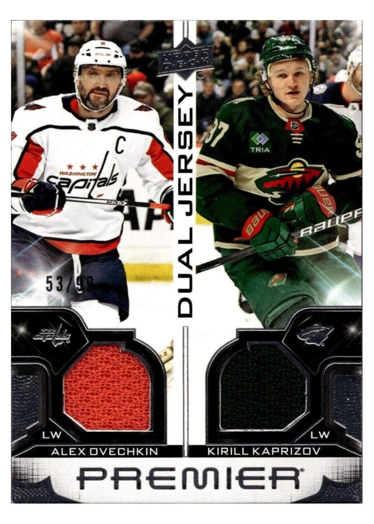 2022-23 Upper Deck Premier Premier Dual Jersey Alex Ovechkin/Kirill Kaprizov #PD-AOKK card
