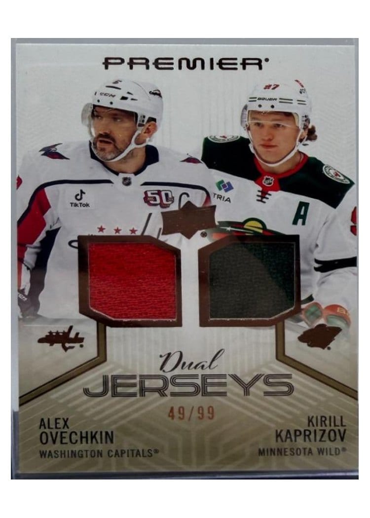 2024-25 Upper Deck Premier Premier Dual Jersey Alex Ovechkin/Kirill Kaprizov #PD-OK card