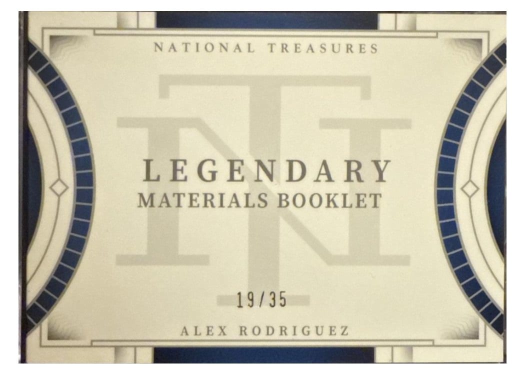 2024 Panini National Treasures Legendary Materials Booklet Alex Rodriguez #6 card