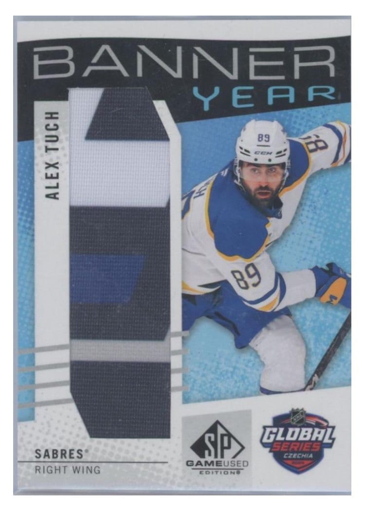 2025-26 SP Game Used 2024 Global Series Devils vs. Sabres Banner Year Relics Alex Tuch #BYGSC-AT card
