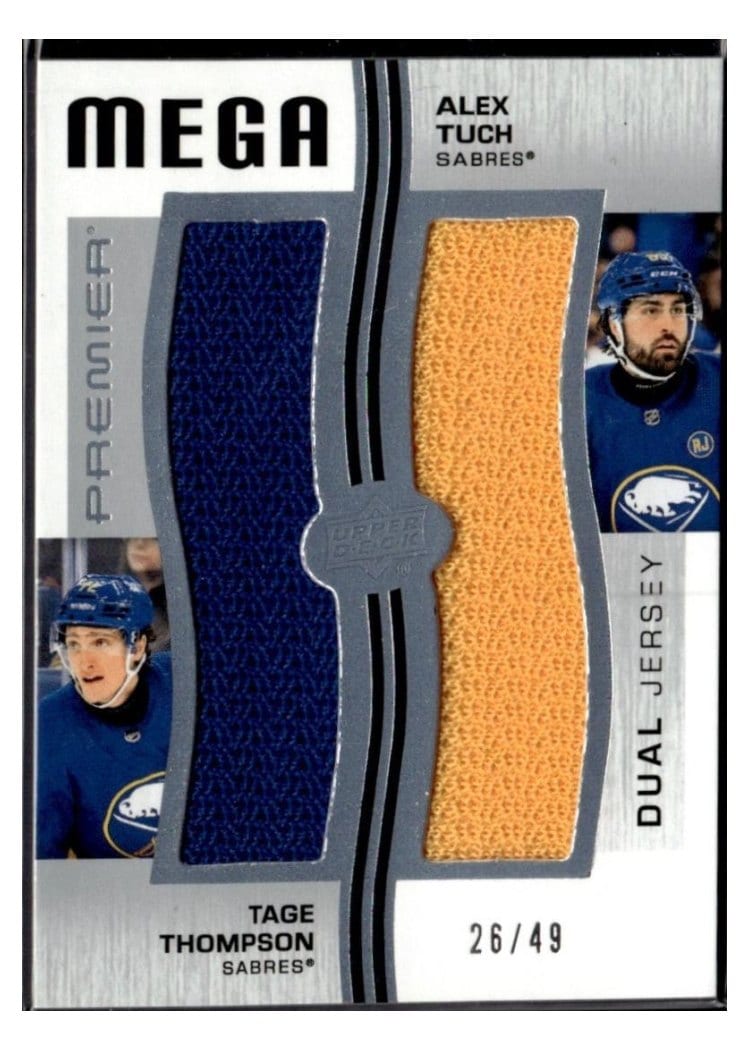 2023-24 Upper Deck Premier Premier Mega Jersey Duos Alex Tuch/Tage Thompson #PM2-TT card