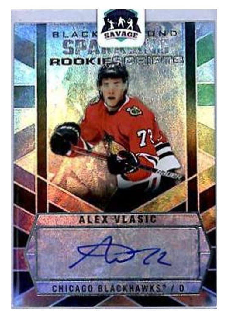 2022-23 Upper Deck Black Diamond Sparkling Rookie Scripts Alex Vlasic #SCR-AV card