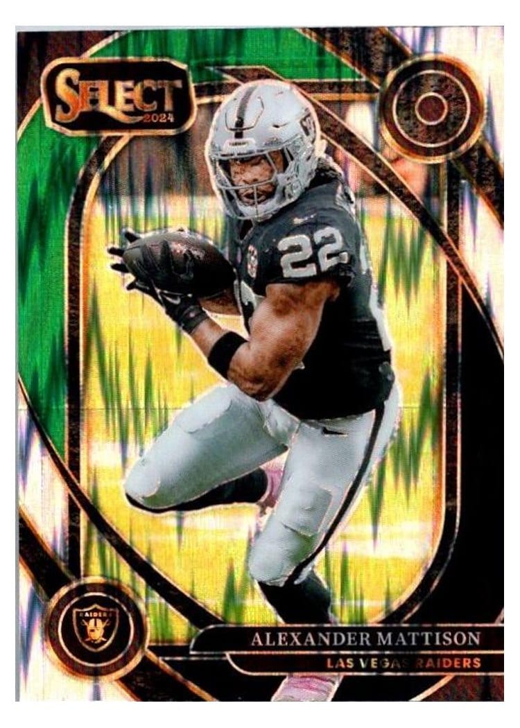 2024 Panini Select Base Set Alexander Mattison Black Green Prizm Shock #204 card