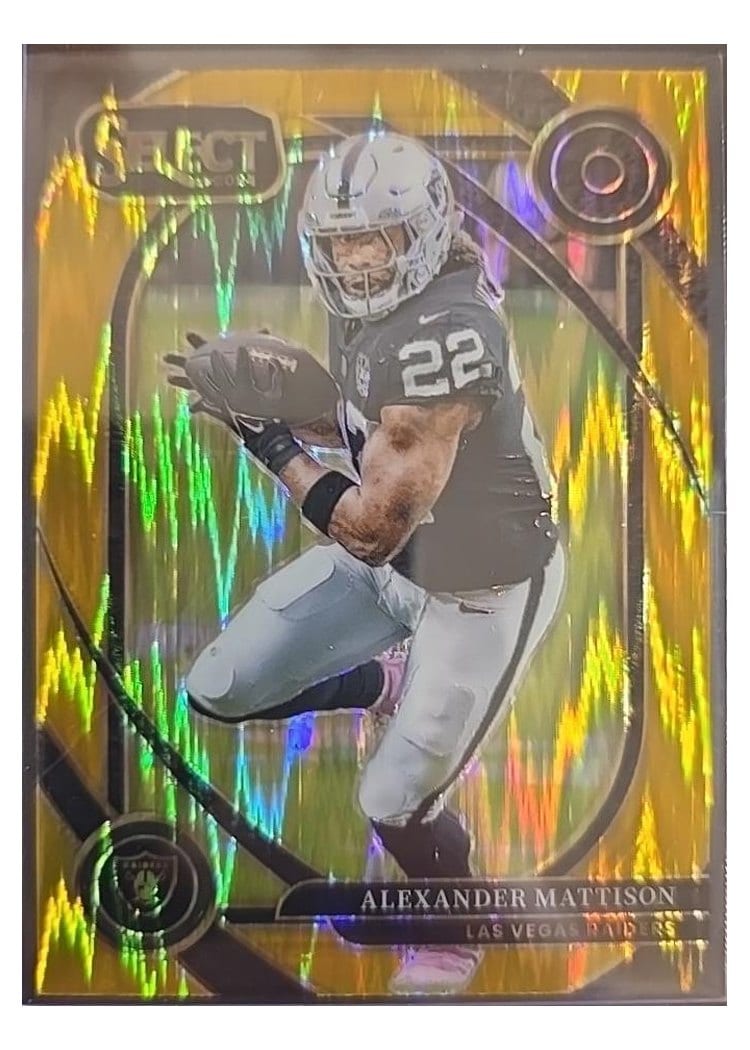 2024 Panini Select Base Set Alexander Mattison Gold Prizm Shock #204 card