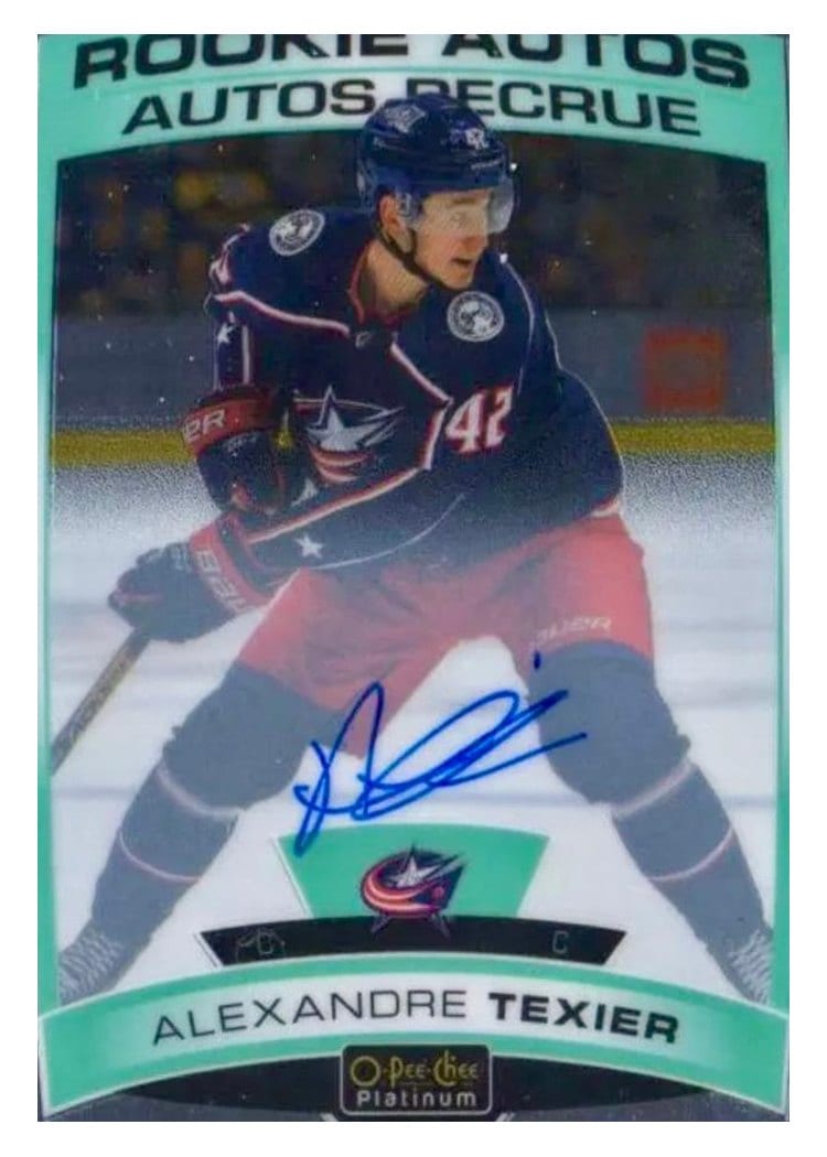 2019-20 O-Pee-Chee Platinum Rookie Autos Alexandre Texier #R-AT card