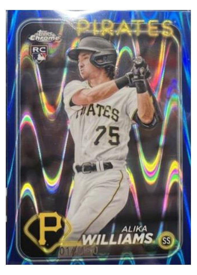 2024 Topps Chrome Base Set Alika Williams RayWave Blue Refractor #34 card