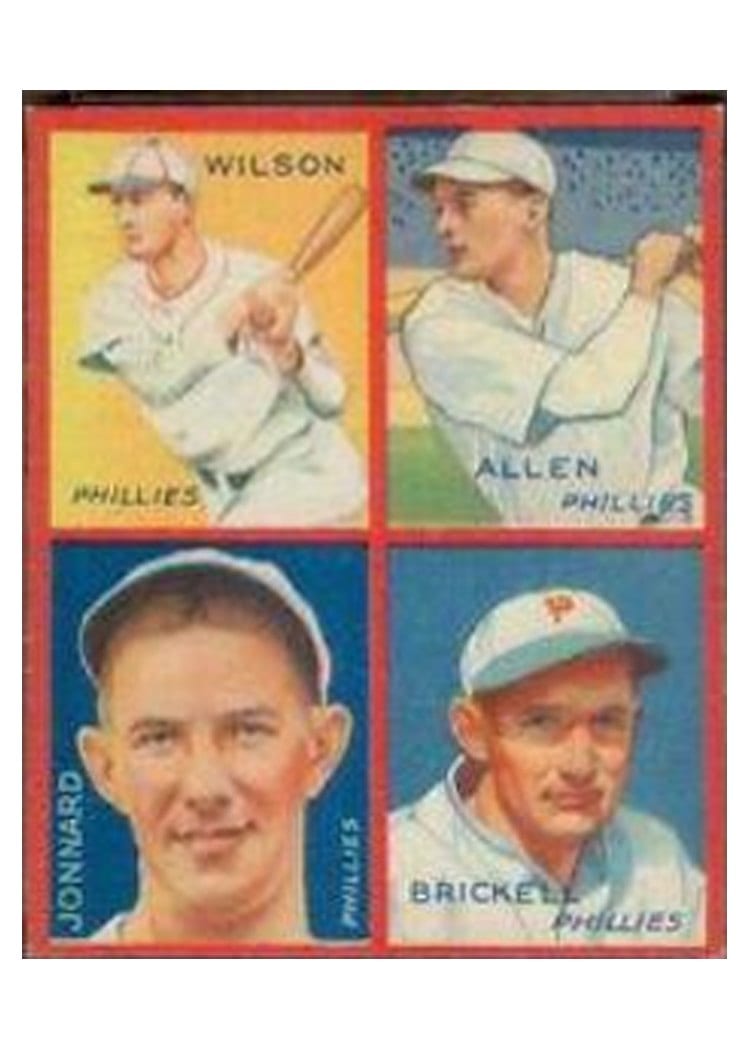 1935 Goudey 4 in 1 Allen, Brickell, Jonnard, Wilson #5C card