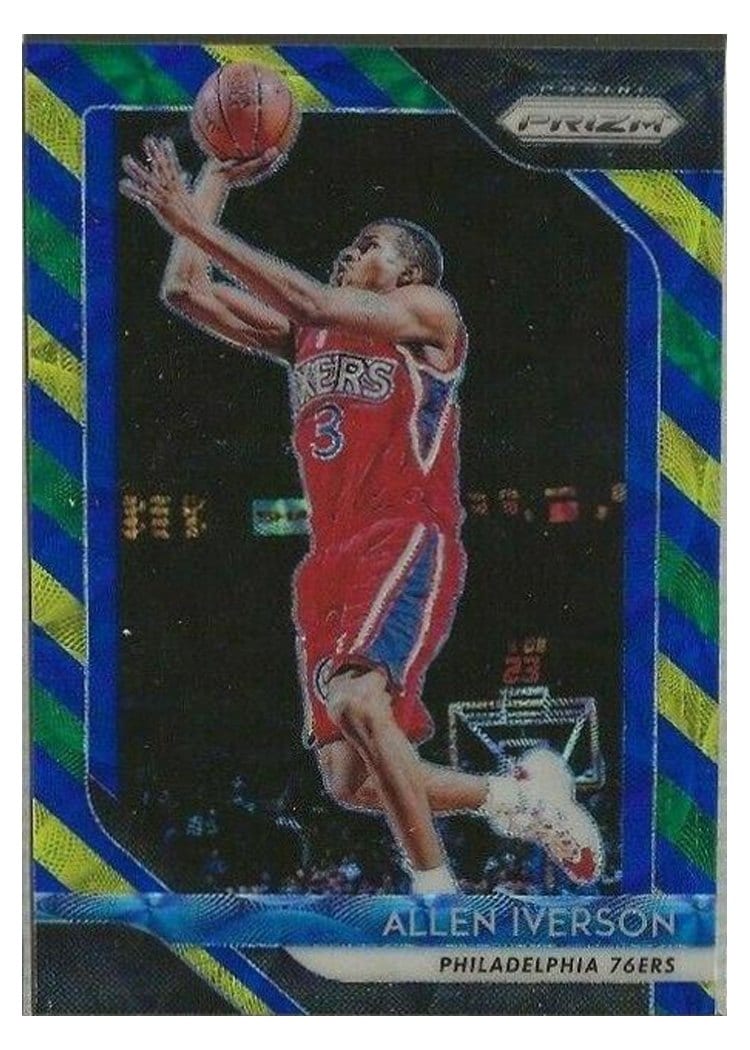 2018-19 Panini Prizm Base Set Allen Iverson Blue, Yellow, and Green Choice Prizm #45 card