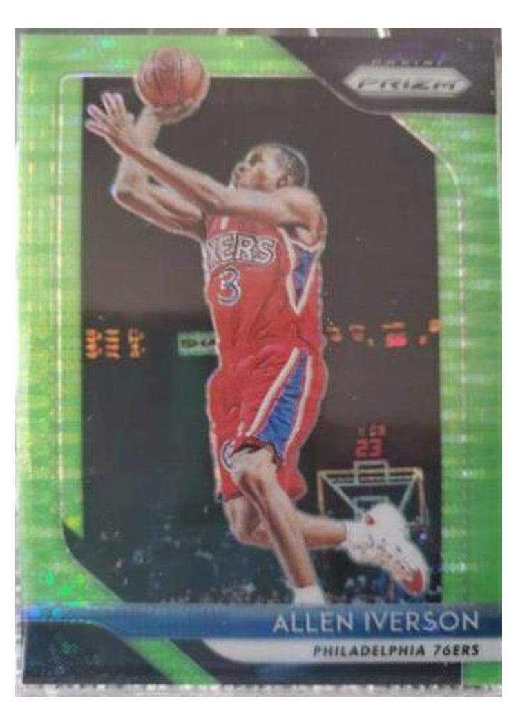 2018-19 Panini Prizm Base Set Allen Iverson Green Pulsar Prizm #45 card