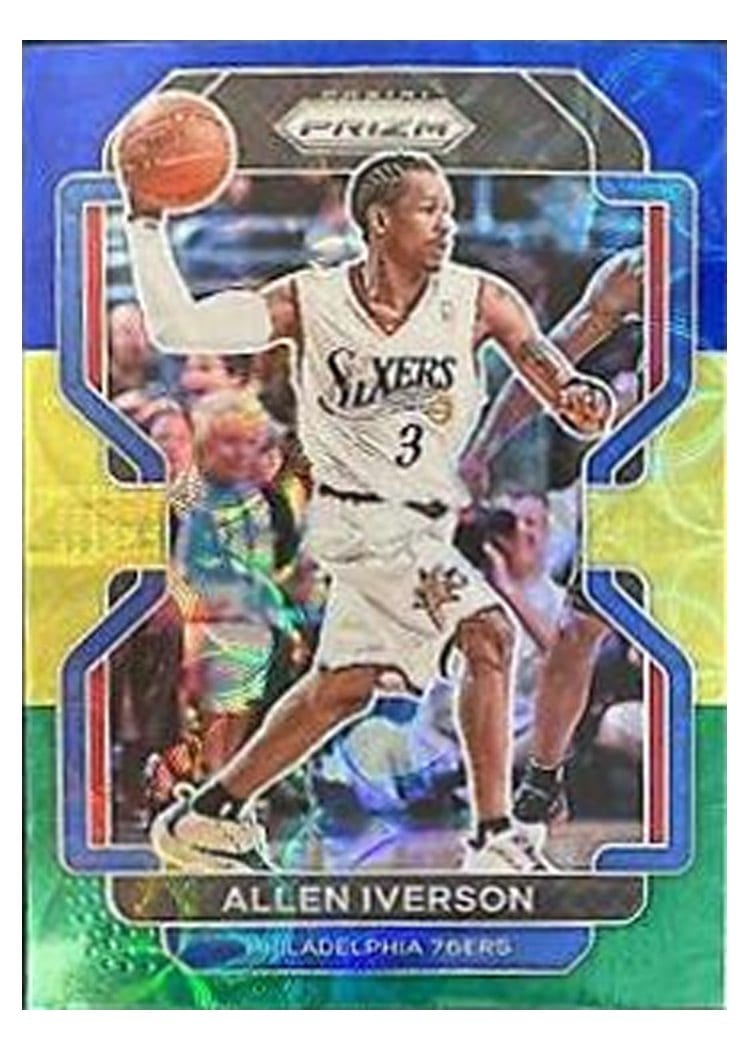 2021-22 Panini Prizm Base Set Allen Iverson Blue Yellow Green Choice Prizm #255 card