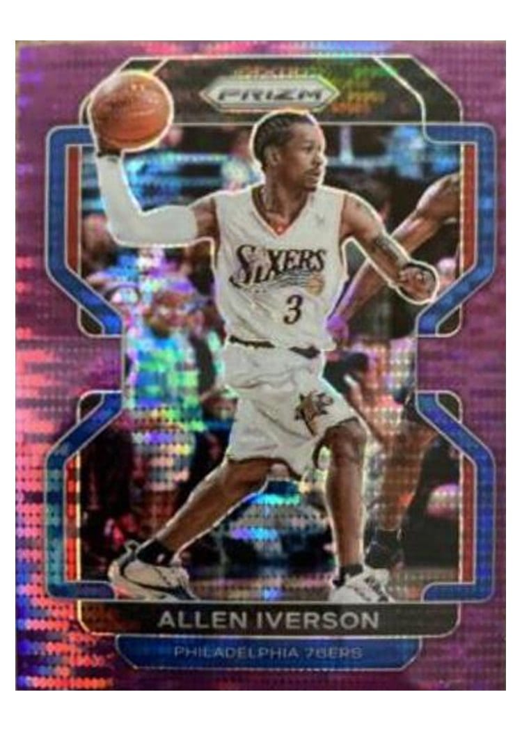 2021-22 Panini Prizm Base Set Allen Iverson Purple Pulsar Prizm #255 card
