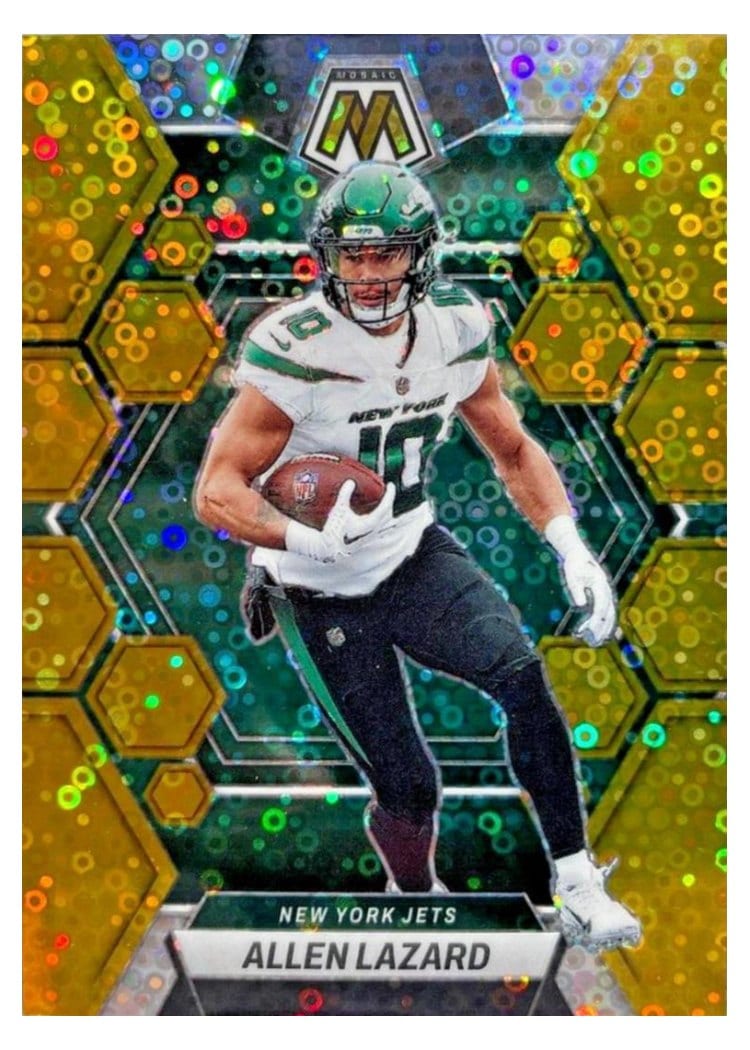 2023 Panini Mosaic Base Set Allen Lazard No Huddle Gold #76 card