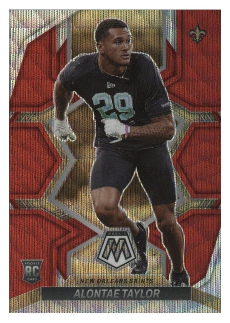 2022 Panini Mosaic Base Set Alontae Taylor Red Wave #391 card